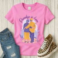 Paradise Is Here Alder Couple Womens T-Shirt