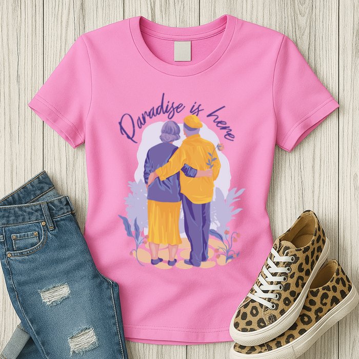 Paradise Is Here Alder Couple Womens T-Shirt