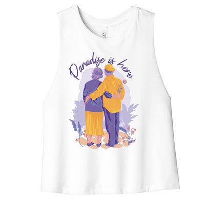 Paradise Is Here Alder Couple Women's Racerback Cropped Tank