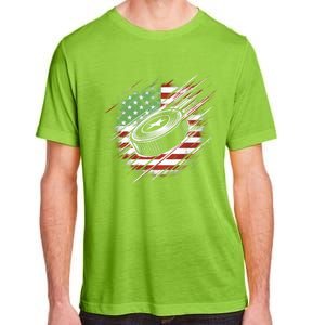 Patriotic Ice Hockey 4th Of July Usa American Flag Cool Gift Adult ChromaSoft Performance T-Shirt