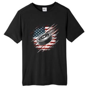 Patriotic Ice Hockey 4th Of July Usa American Flag Cool Gift Tall Fusion ChromaSoft Performance T-Shirt