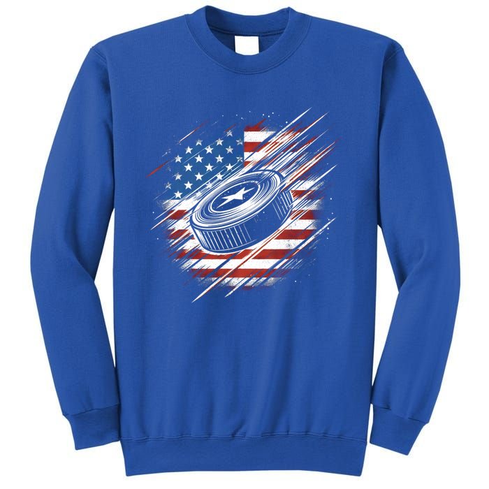 Patriotic Ice Hockey 4th Of July Usa American Flag Cool Gift Sweatshirt