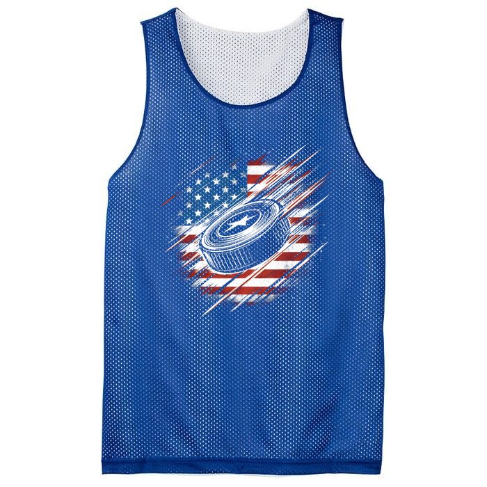 Patriotic Ice Hockey 4th Of July Usa American Flag Cool Gift Mesh Reversible Basketball Jersey Tank