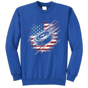 Patriotic Ice Hockey 4th Of July Usa American Flag Cool Gift Tall Sweatshirt