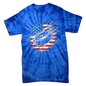 Patriotic Ice Hockey 4th Of July Usa American Flag Cool Gift Tie-Dye T-Shirt