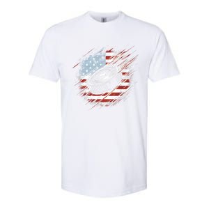 Patriotic Ice Hockey 4th Of July Usa American Flag Cool Gift Softstyle CVC T-Shirt