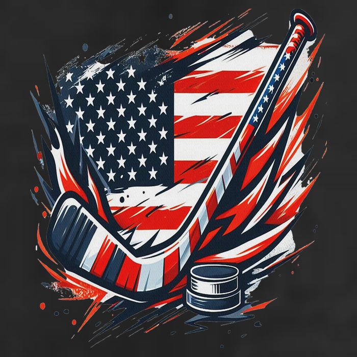 Patriotic Ice Hockey 4th Of July Usa Independence Day 7 Panel Mesh Trucker Snapback Hat