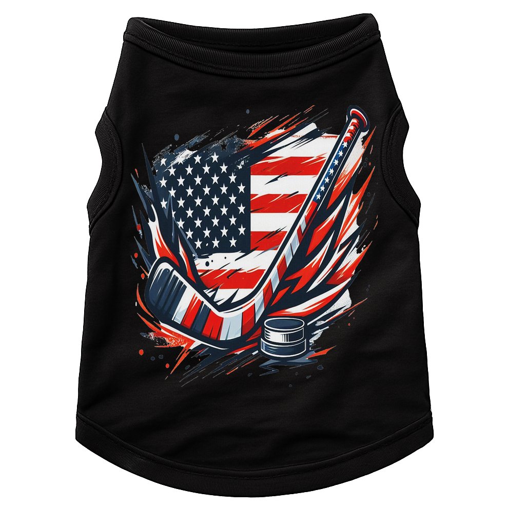 Patriotic Ice Hockey 4th Of July Usa Independence Day Doggie Tank