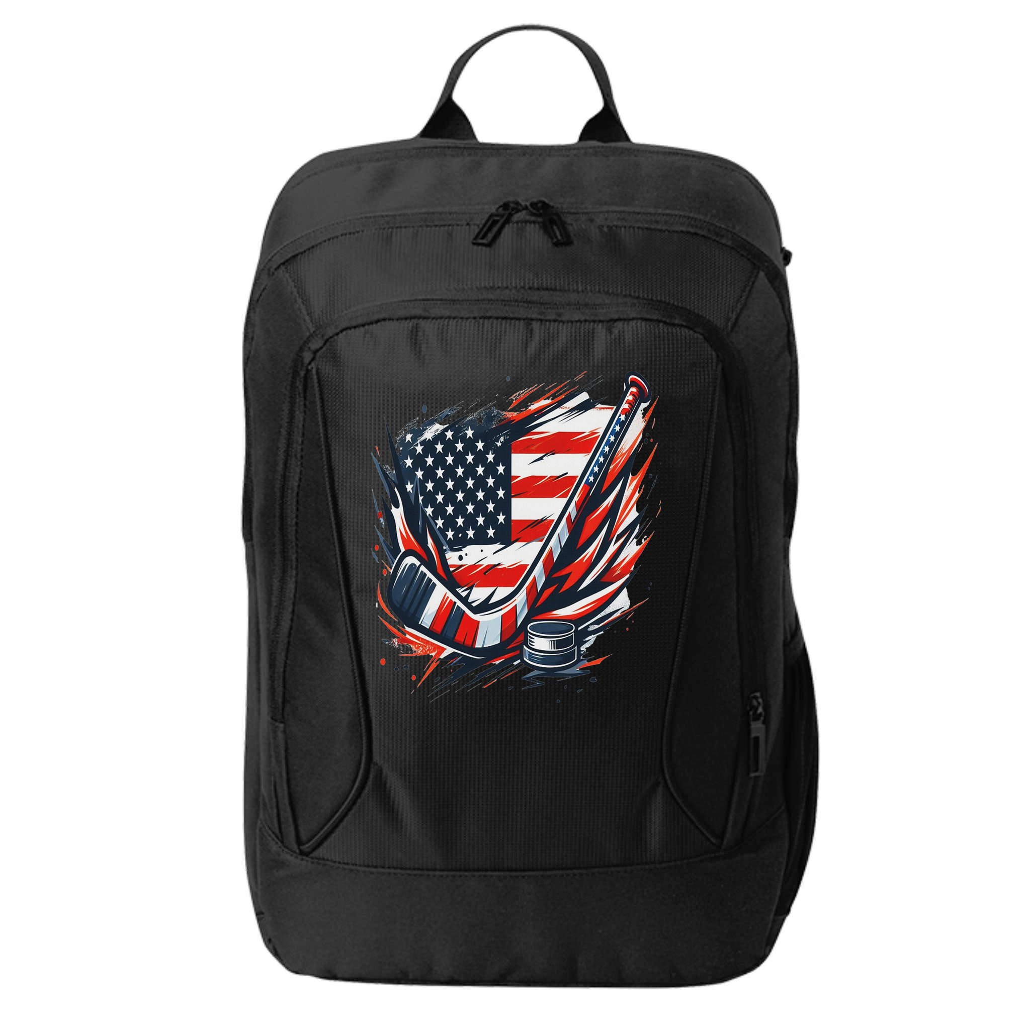 Patriotic Ice Hockey 4th Of July Usa Independence Day City Backpack