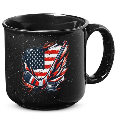 Patriotic Ice Hockey 4th Of July Usa Independence Day 15oz Campfire Ceramic Mug