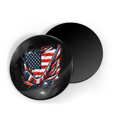 Patriotic Ice Hockey 4th Of July Usa Independence Day Magnet