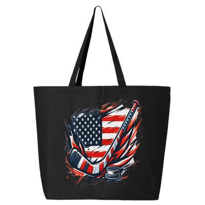 Patriotic Ice Hockey 4th Of July Usa Independence Day 25L Jumbo Tote