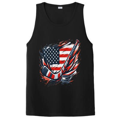 Patriotic Ice Hockey 4th Of July Usa Independence Day PosiCharge Competitor Tank