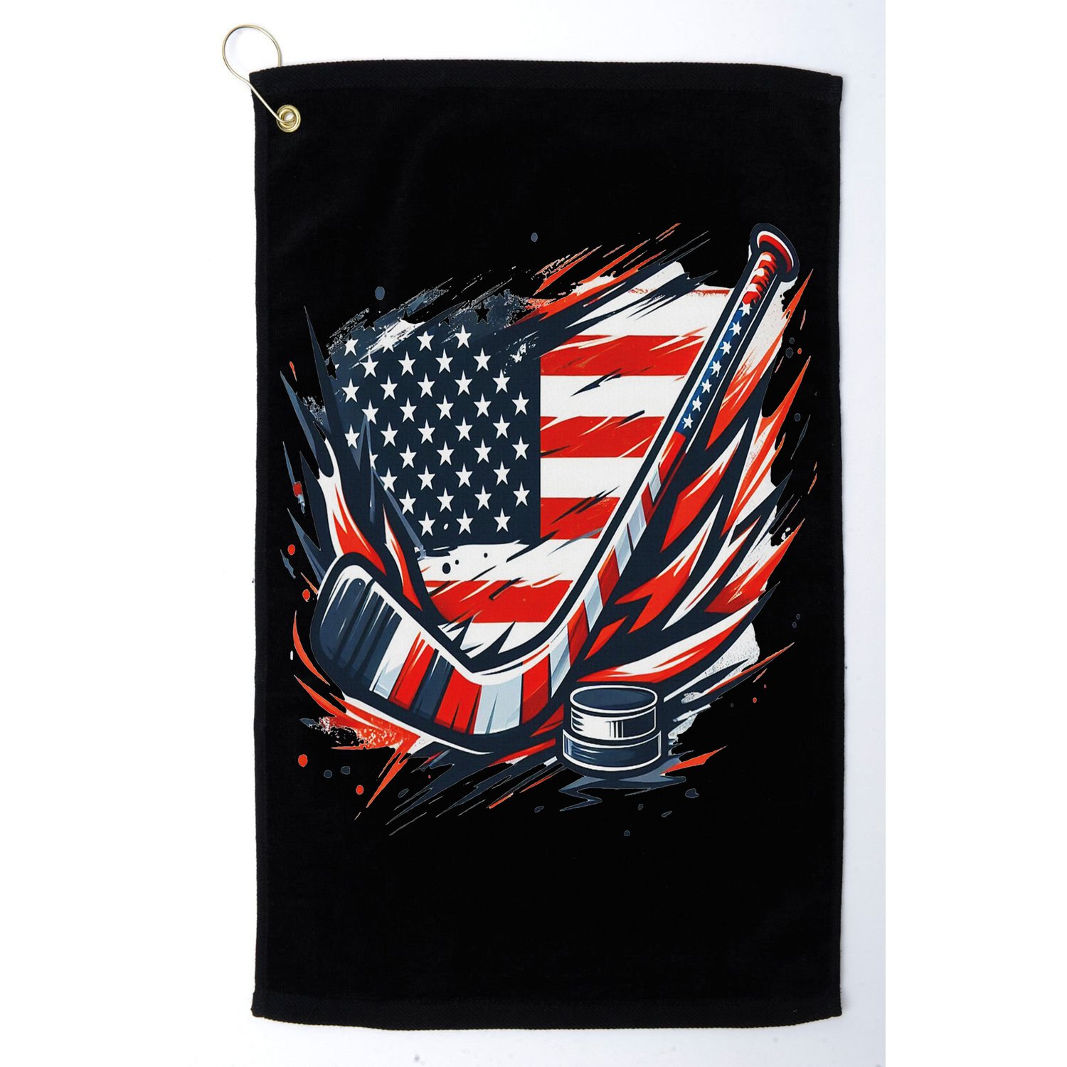 Patriotic Ice Hockey 4th Of July Usa Independence Day Golf Towel