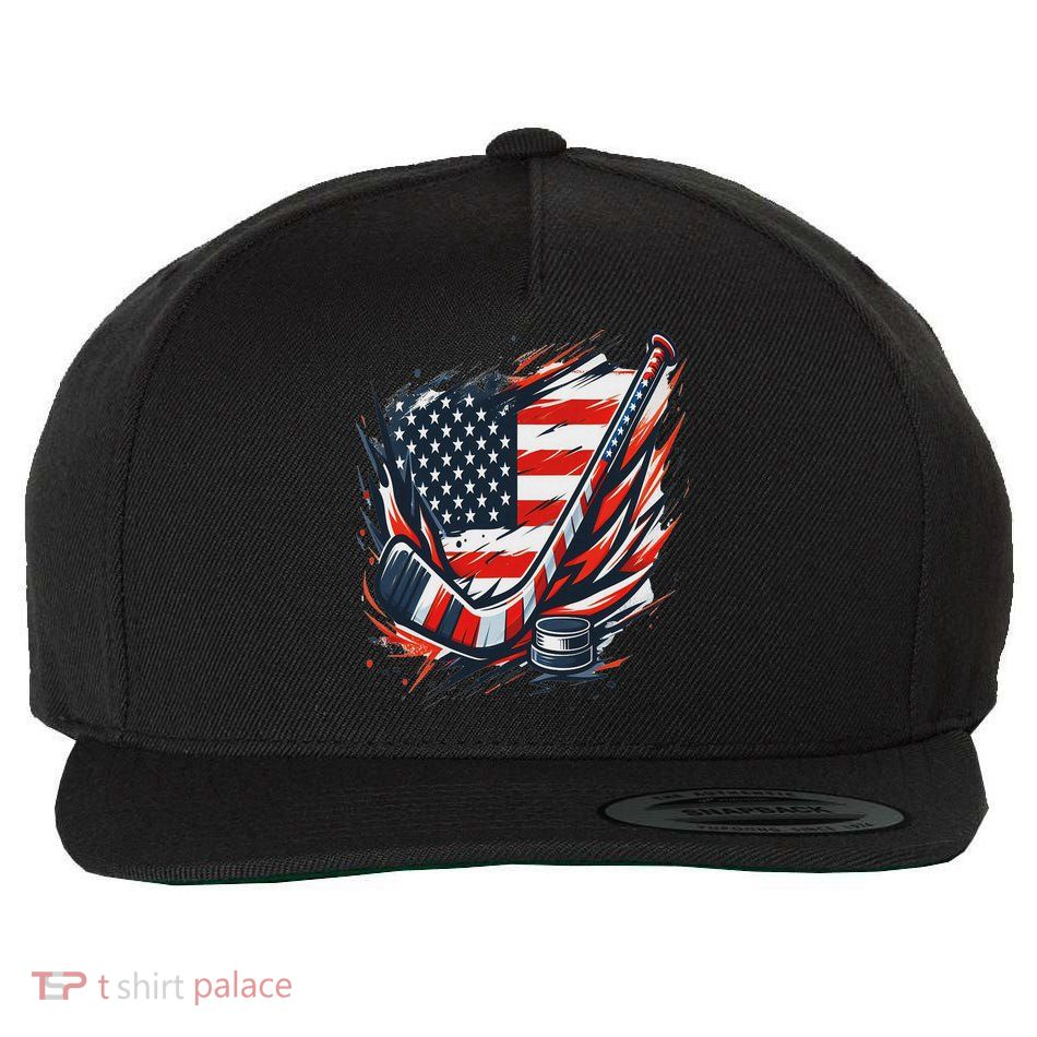 Patriotic Ice Hockey 4th Of July Usa Independence Day Wool Snapback Cap