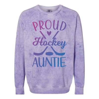 Proud Ice Hockey Aunt Of A Hockey Player Auntie Gift Colorblast Crewneck Sweatshirt