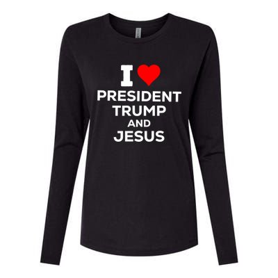 Patriotic I Heart Love President Trump And Jesus Usa Maga Gift Womens Cotton Relaxed Long Sleeve T-Shirt