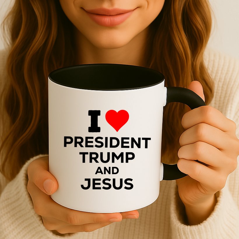 Patriotic I Heart Love President Trump And Jesus Usa Maga Gift Mug