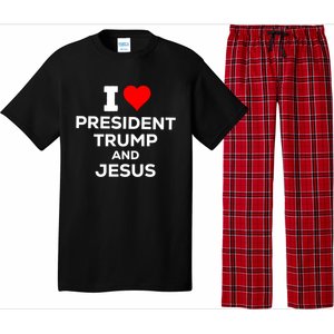 Patriotic I Heart Love President Trump And Jesus Usa Maga Gift Pajama Set