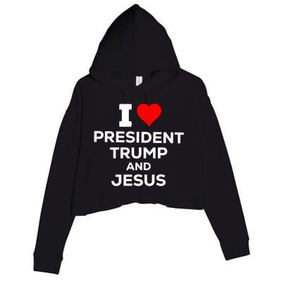 Patriotic I Heart Love President Trump And Jesus Usa Maga Gift Crop Fleece Hoodie