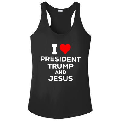 Patriotic I Heart Love President Trump And Jesus Usa Maga Gift Ladies PosiCharge Competitor Racerback Tank