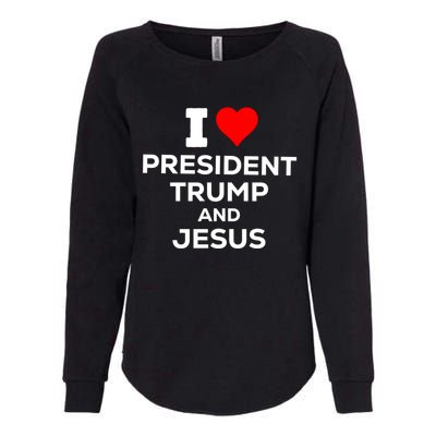 Patriotic I Heart Love President Trump And Jesus Usa Maga Gift Womens California Wash Sweatshirt