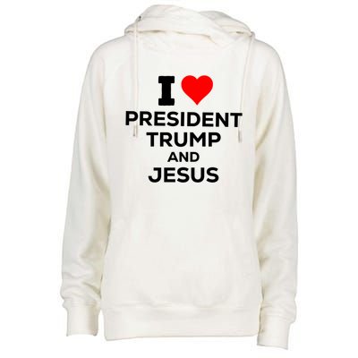 Patriotic I Heart Love President Trump And Jesus Usa Maga Gift Womens Funnel Neck Pullover Hood