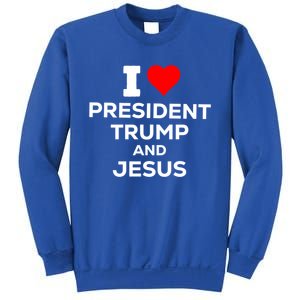 Patriotic I Heart Love President Trump And Jesus Usa Maga Gift Sweatshirt