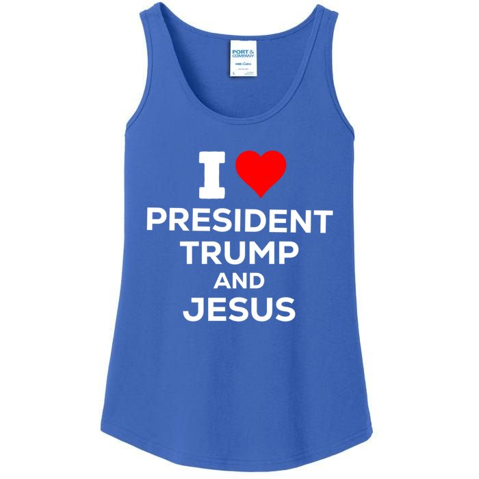 Patriotic I Heart Love President Trump And Jesus Usa Maga Gift Ladies Essential Tank