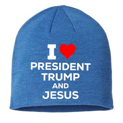 Patriotic I Heart Love President Trump And Jesus Usa Maga Gift Sustainable Beanie