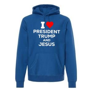 Patriotic I Heart Love President Trump And Jesus Usa Maga Gift Premium Hoodie