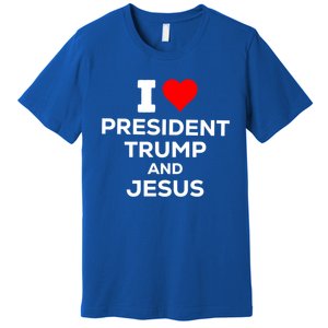 Patriotic I Heart Love President Trump And Jesus Usa Maga Gift Premium T-Shirt