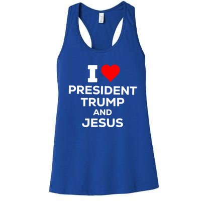 Patriotic I Heart Love President Trump And Jesus Usa Maga Gift Women's Racerback Tank