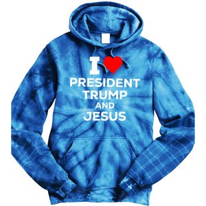 Patriotic I Heart Love President Trump And Jesus Usa Maga Gift Tie Dye Hoodie