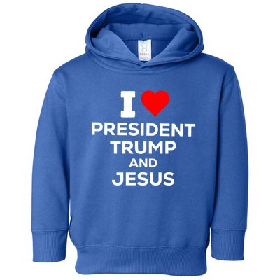 Patriotic I Heart Love President Trump And Jesus Usa Maga Gift Toddler Hoodie