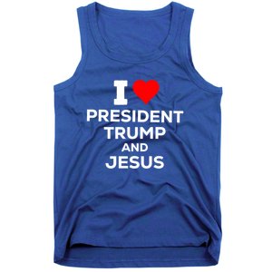 Patriotic I Heart Love President Trump And Jesus Usa Maga Gift Tank Top