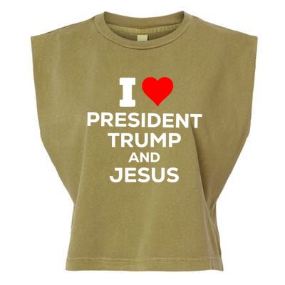 Patriotic I Heart Love President Trump And Jesus Usa Maga Gift Garment-Dyed Women's Muscle Tee