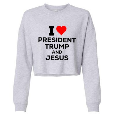 Patriotic I Heart Love President Trump And Jesus Usa Maga Gift Cropped Pullover Crew