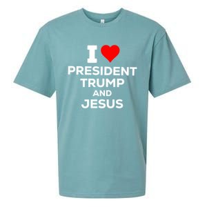 Patriotic I Heart Love President Trump And Jesus Usa Maga Gift Sueded Cloud Jersey T-Shirt