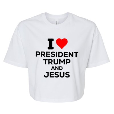 Patriotic I Heart Love President Trump And Jesus Usa Maga Gift Bella+Canvas Jersey Crop Tee