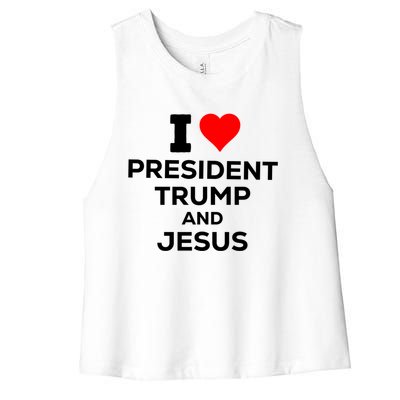 Patriotic I Heart Love President Trump And Jesus Usa Maga Gift Women's Racerback Cropped Tank