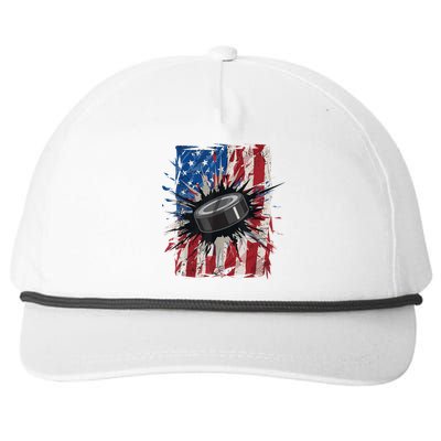 Patriotic Ice Hockey 4th Of July Men USA American Flag Boy Snapback Five-Panel Rope Hat