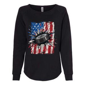 Patriotic Ice Hockey 4th Of July Men USA American Flag Boy Womens California Wash Sweatshirt