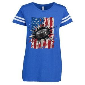 Patriotic Ice Hockey 4th Of July Men USA American Flag Boy Enza Ladies Jersey Football T-Shirt