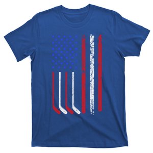 Patriotic Ice Hockey Player With American Flag Gift T-Shirt