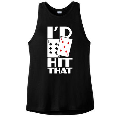 Poker ID Hit That Gambling Texas Hold Em Card Game Ladies PosiCharge Tri-Blend Wicking Tank