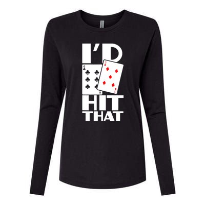 Poker ID Hit That Gambling Texas Hold Em Card Game Womens Cotton Relaxed Long Sleeve T-Shirt