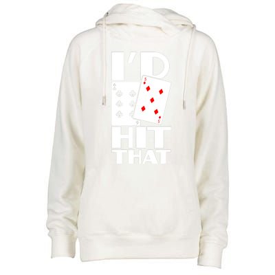 Poker ID Hit That Gambling Texas Hold Em Card Game Womens Funnel Neck Pullover Hood