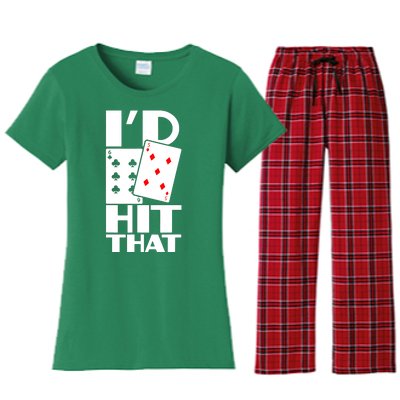 Poker ID Hit That Gambling Texas Hold Em Card Game Women's Flannel Pajama Set