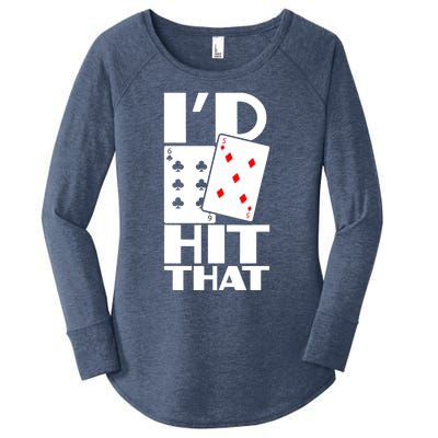 Poker ID Hit That Gambling Texas Hold Em Card Game Women's Perfect Tri Tunic Long Sleeve Shirt